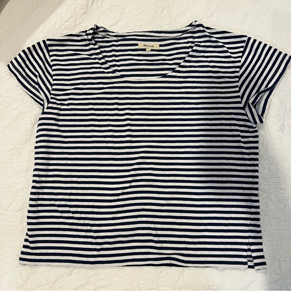 Madewell Tops - Madewell Navy and White Striped Short Sleeve Tee